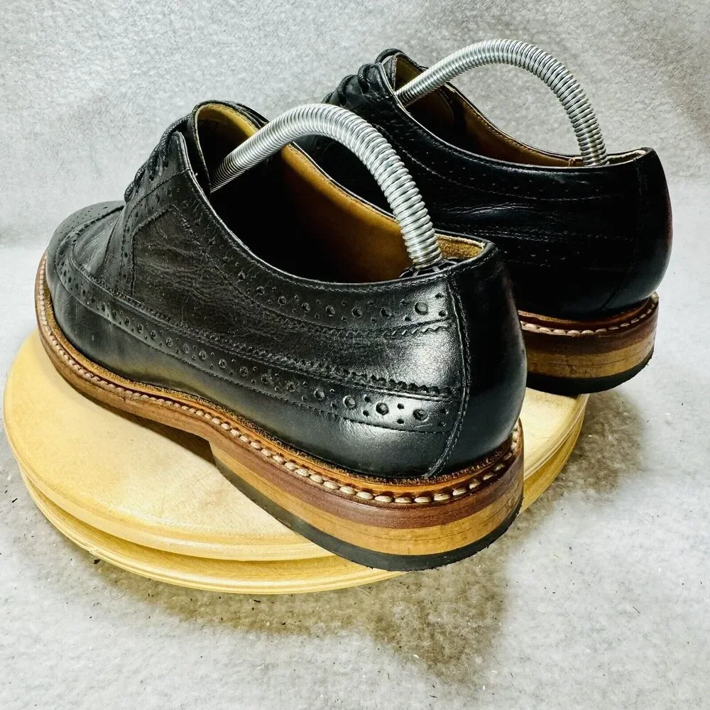 Bostonian NO16 Longwing Mens Dress Oxford Black Leather US Size 9 Shoes Wing Tip